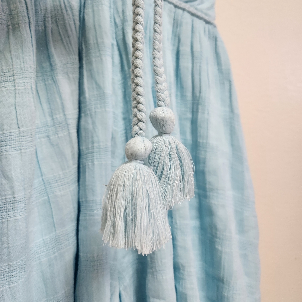 American Eagle Babydoll Romper Shorts Dress Womens Small Sky Blue Halter Beach - Picture 6 of 16